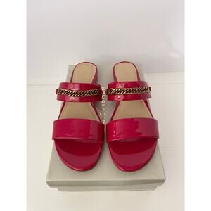 Marc Fisher Faee Red Patent Chain Slide Sandals Size 7.5